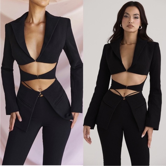 House of CB Jackets & Blazers - House Of CB 'Nour' Black Crepe Cutout Blazer NWT